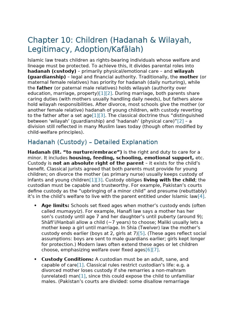 Chapter 10_ Children | PDF | Child Custody | Sharia
