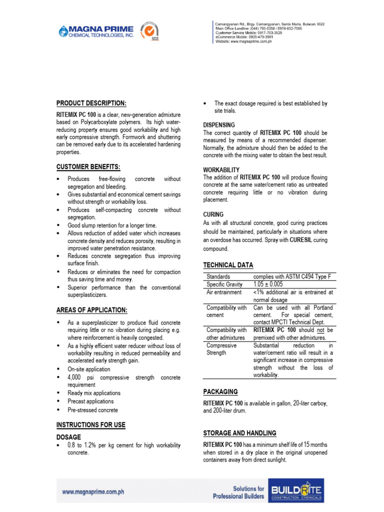 Td Rnd 13 Ritemix Pc100 | PDF | Concrete | Building Materials