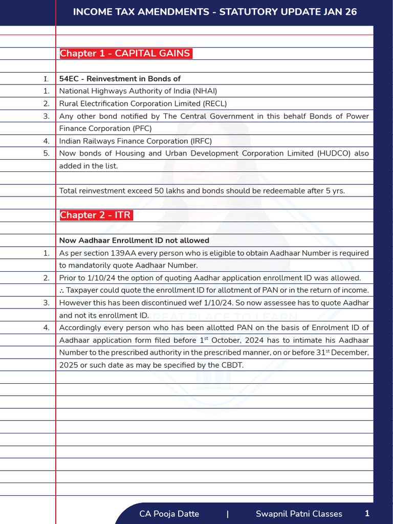 Income Tax Amendment - Jan 26 | PDF