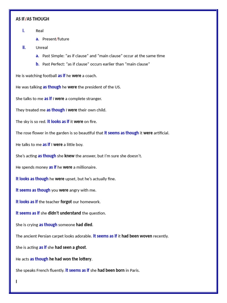 AS IF:AS THOUGH | PDF | Verb | Linguistics