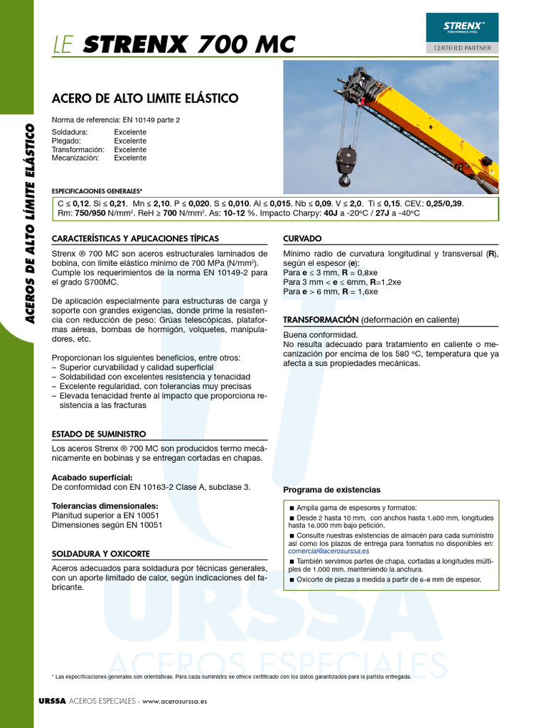 urssa-limiteelastico-strenx700mc | PDF | Materiales de construcción ...