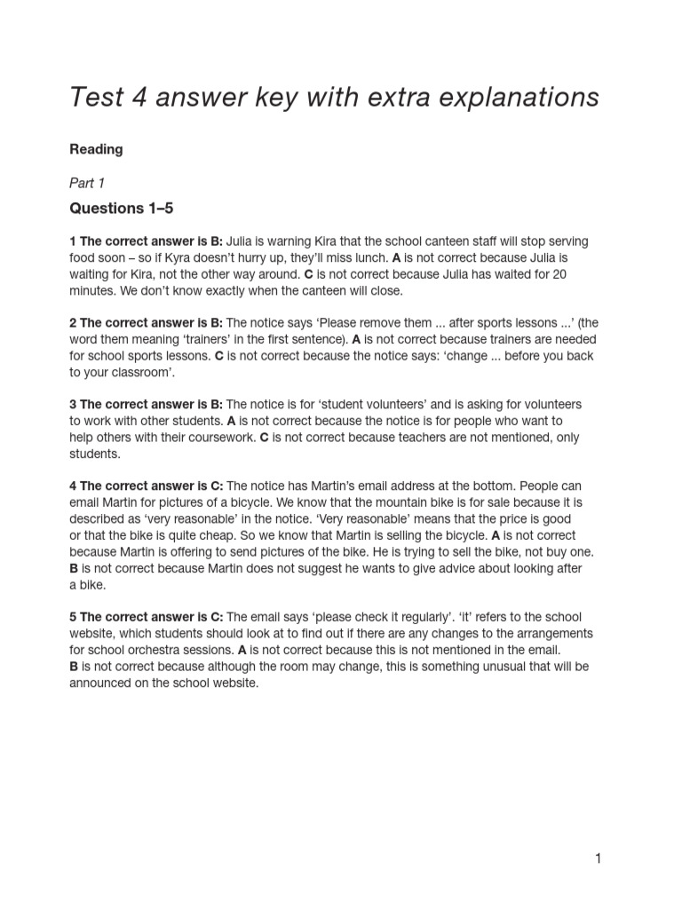 Test 4 Answer Key Reading | PDF | Adjective | Adverb