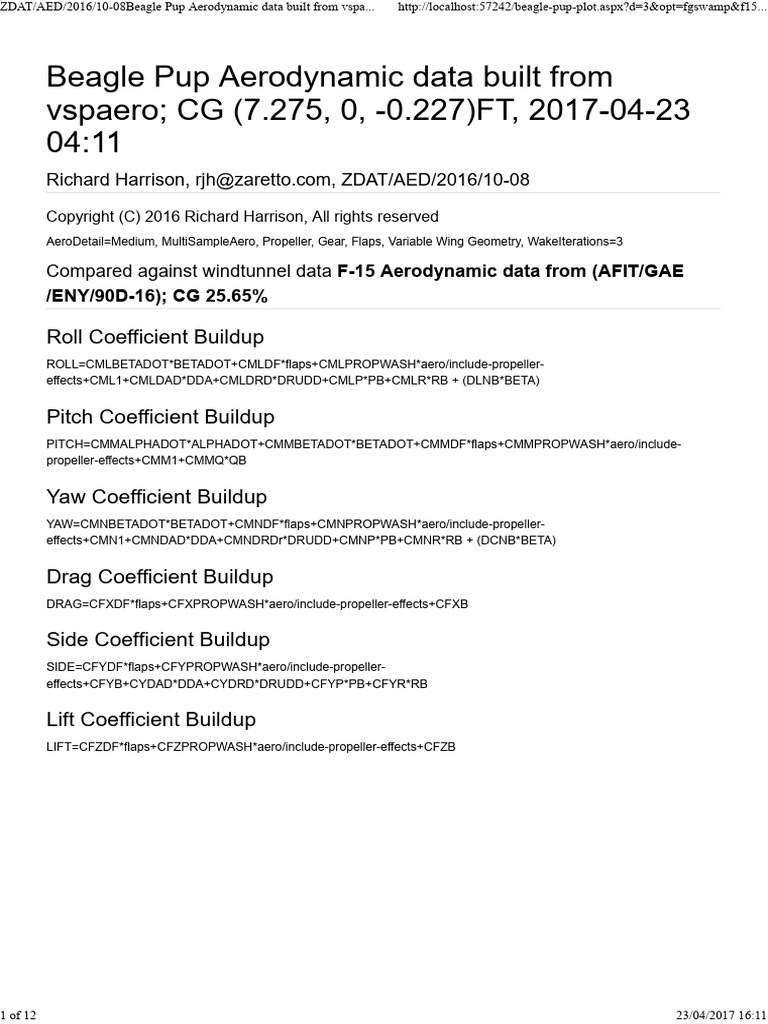 Beagle Pup Aerodynamic data built from vspaero | PDF | Aerospace ...