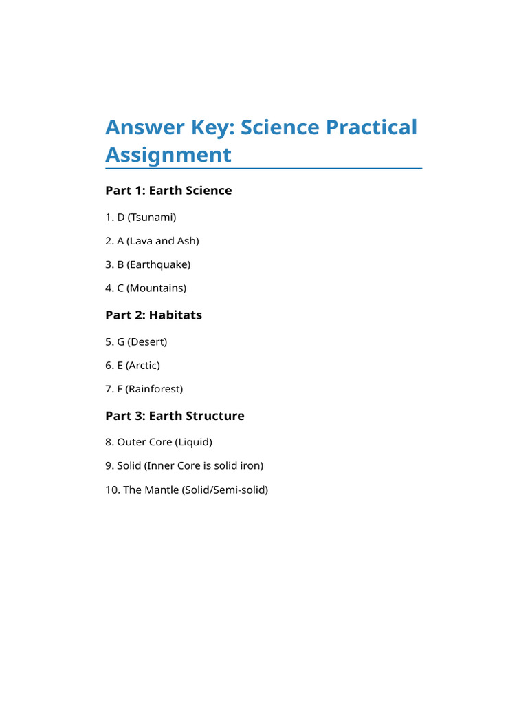 Science Practical Key | PDF