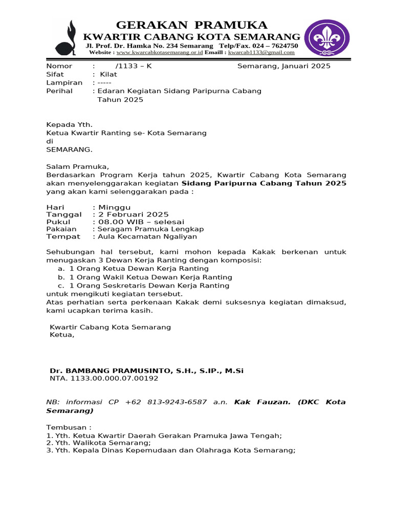 Edaran Peserta Kwartir Ranting | PDF