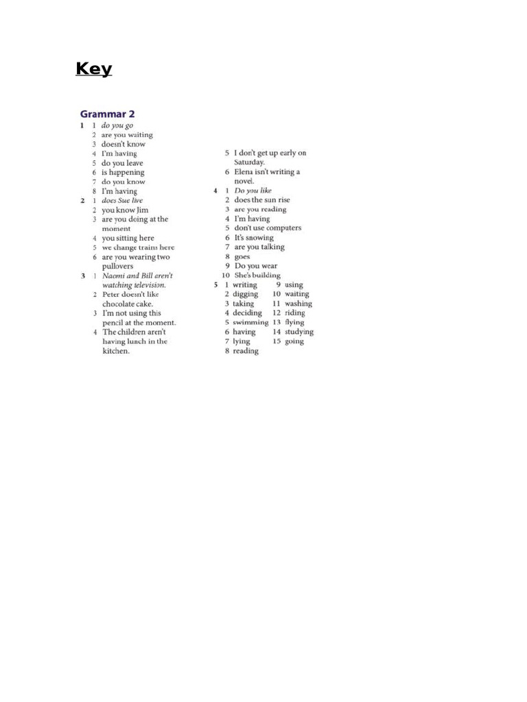 Key 1 Part Grammar | PDF