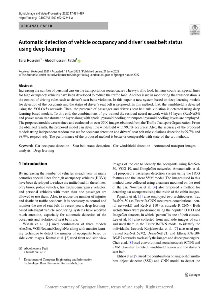 Automatic Detection of Vehicle Occupancy and Drive | PDF | Deep ...