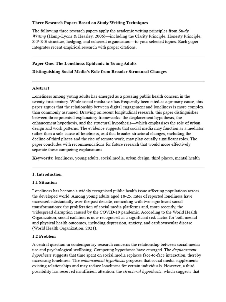 Three Research Papers Based on Study Writing Techniques | PDF ...