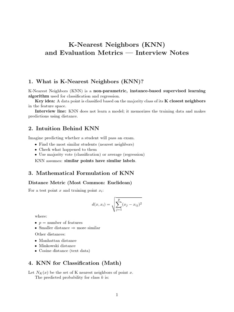 KNN Evalution Matrices | PDF | Statistical Theory | Mathematics