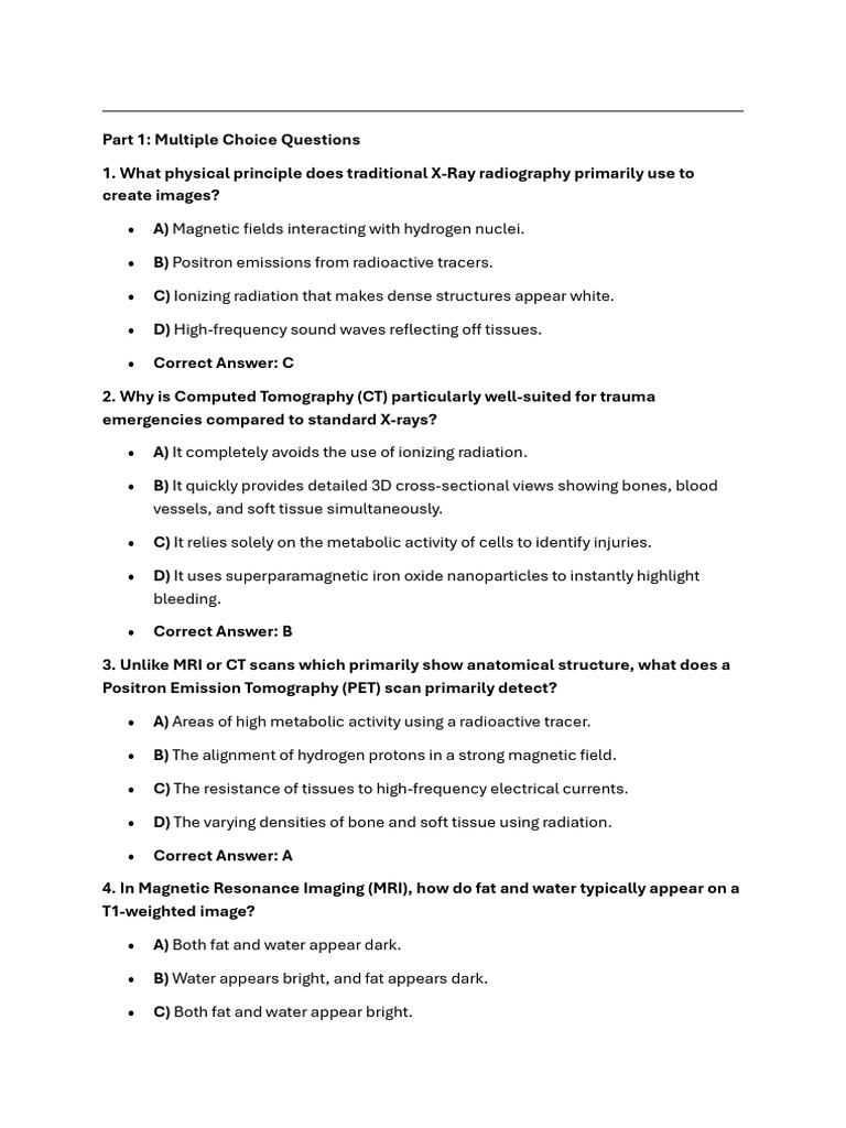 Imaging Questions | PDF | Magnetic Resonance Imaging | Medical Imaging