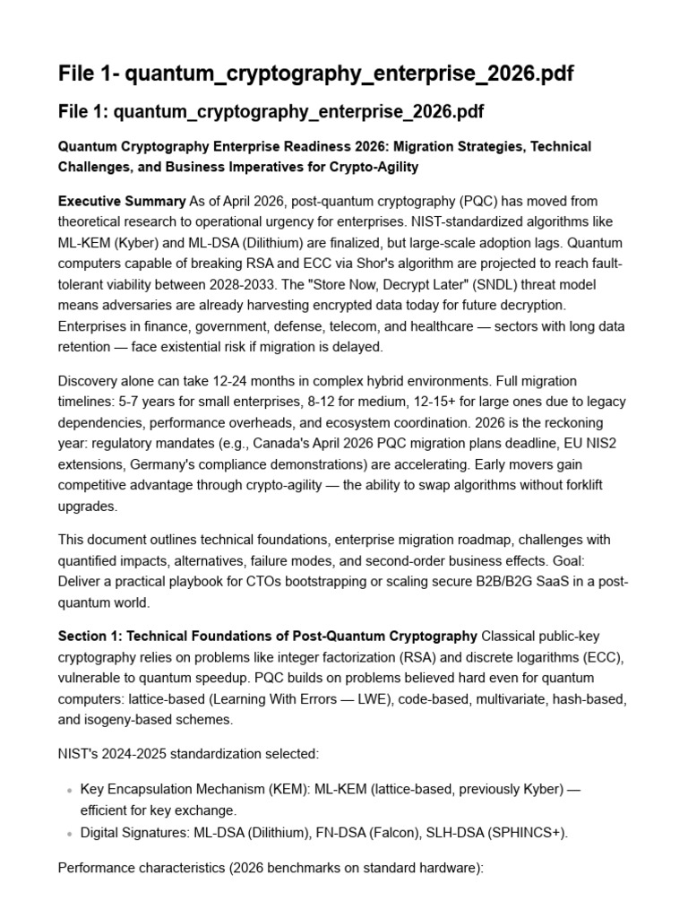 File 1- Quantum Cryptography Enterprise 2026.PDF | PDF | Cryptography ...