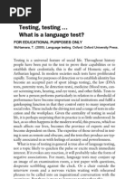 What Is A Language Test + Chapter 1 McNamara