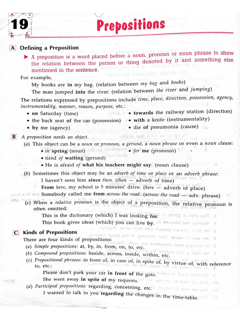PREPOSITIONS notes | PDF
