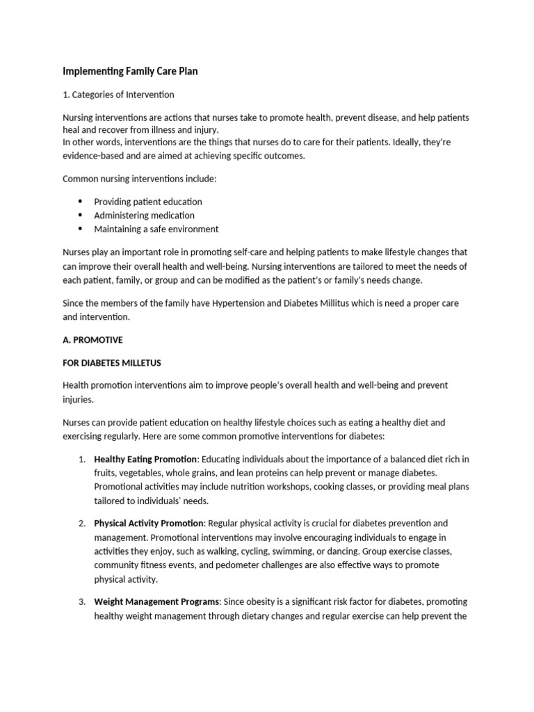 Implementing Family Care Plan | PDF | Diabetes | Hypertension