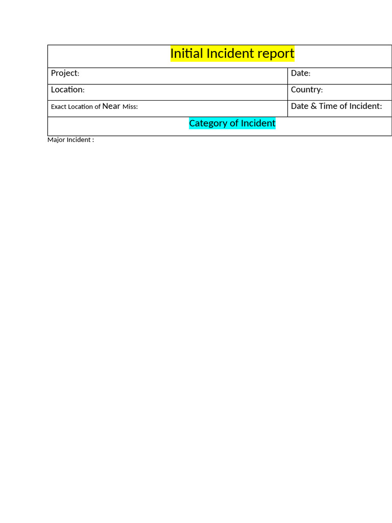 Initial Incident Report | PDF