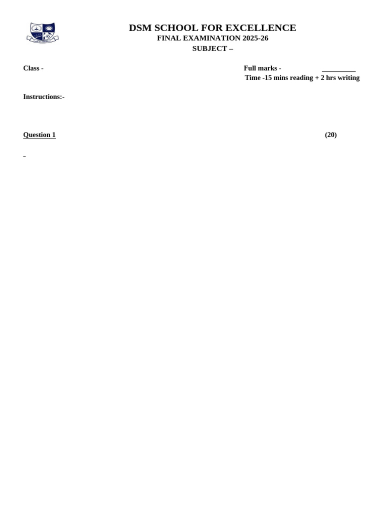 Question Paper Format | PDF