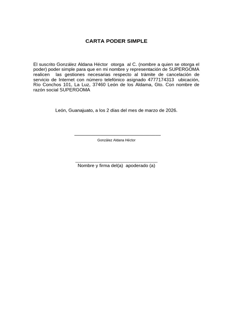 Formato Poder Simple | PDF