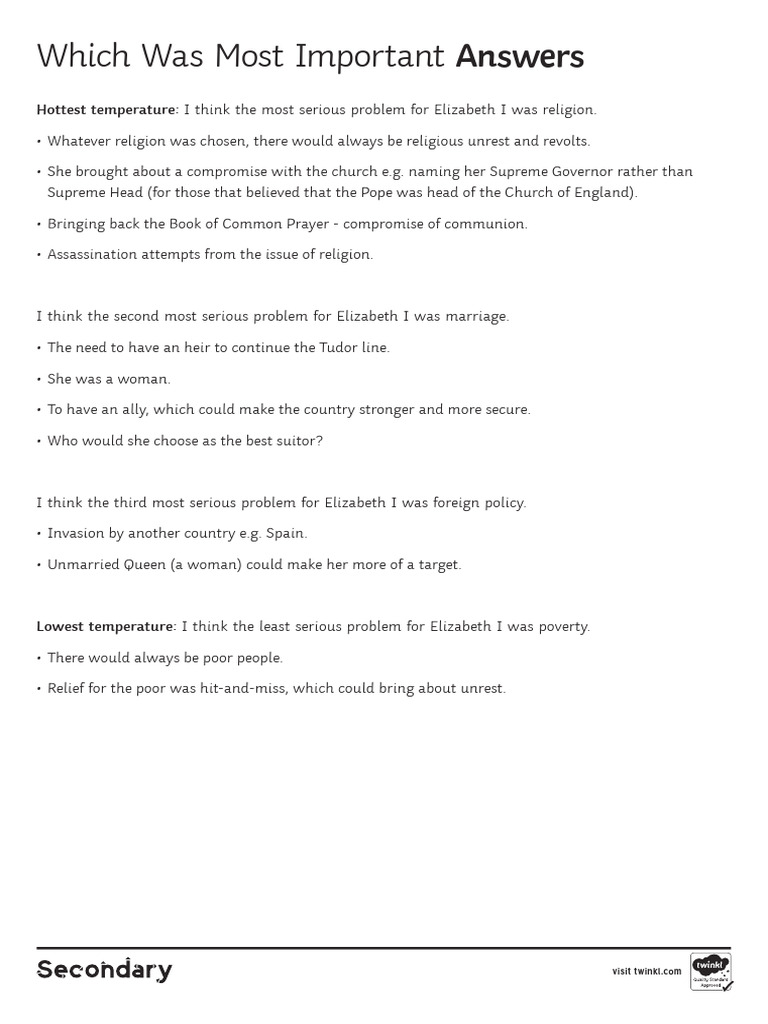 Which Was Most Important - Answers | PDF