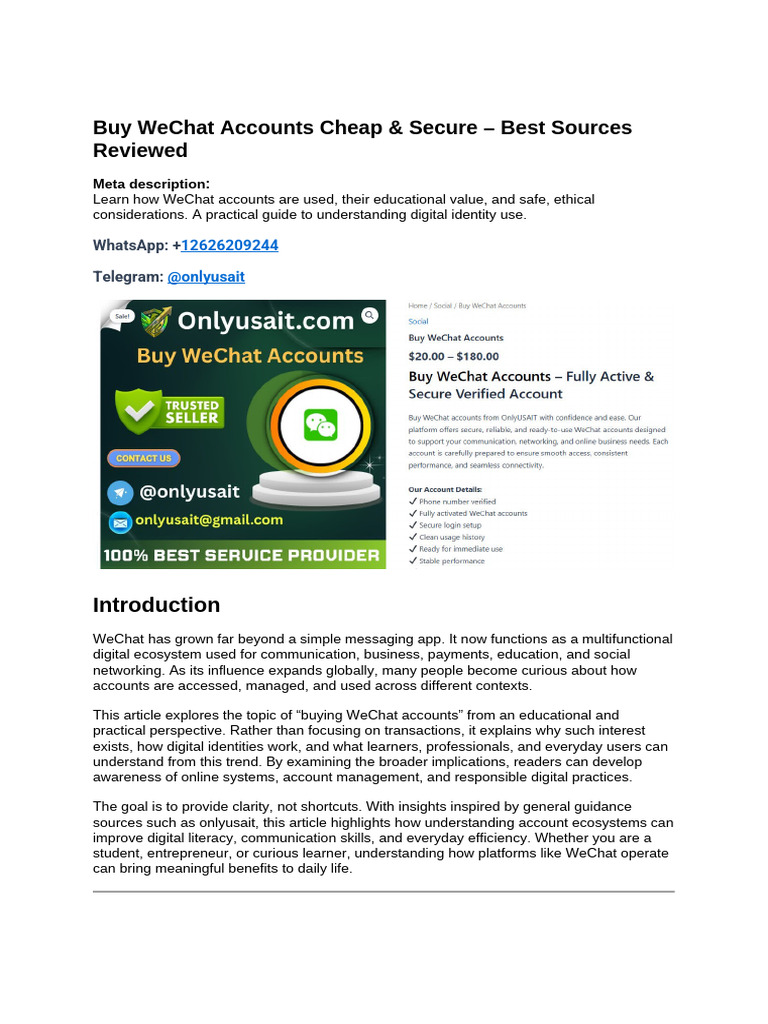 Buy WeChat Accounts Cheap & Secure – Best Sources Reviewed | PDF | We ...