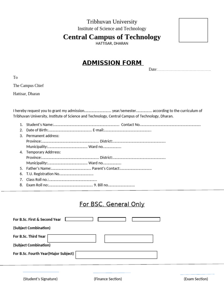 Admission Form | PDF