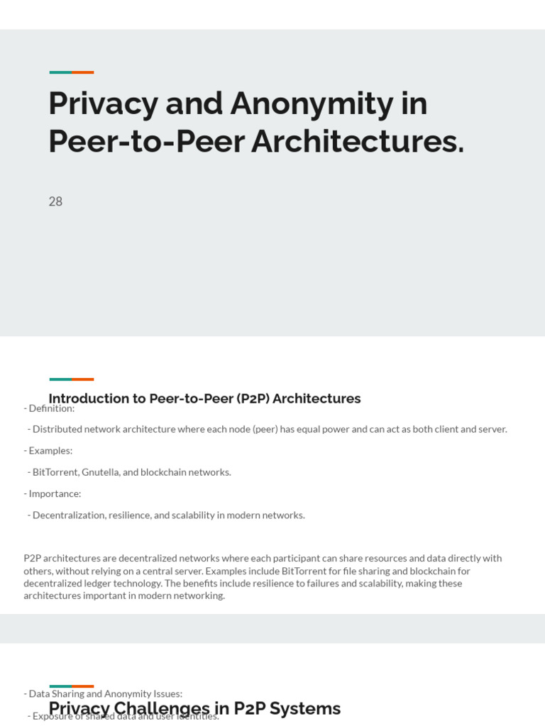 Privacy and Anonymity in Peer-To-Peer Architectures. | PDF | Peer To ...