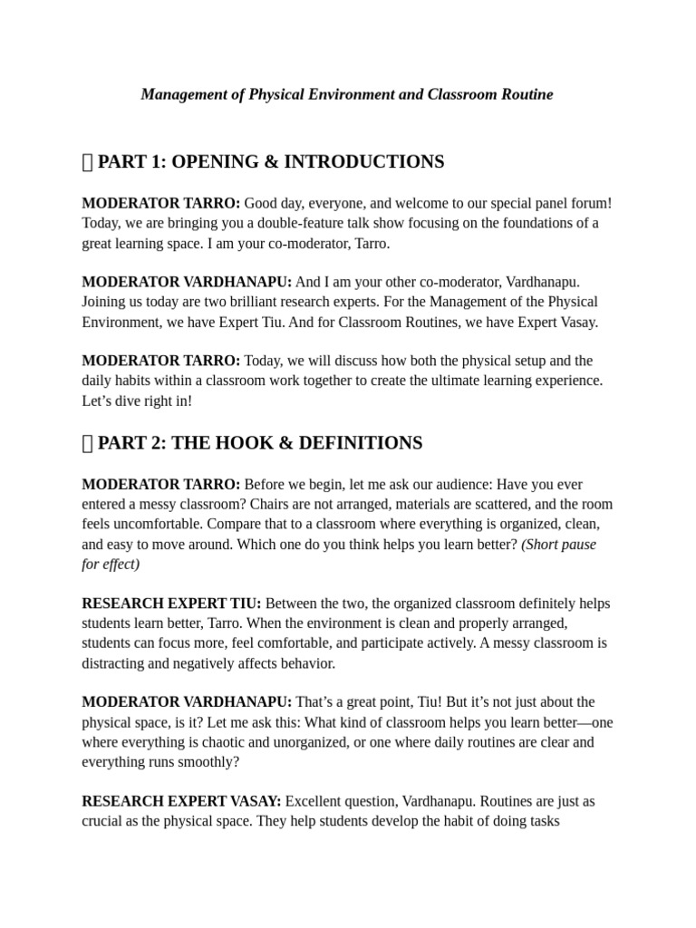 Ped 103 Script | PDF | Classroom | Cognition