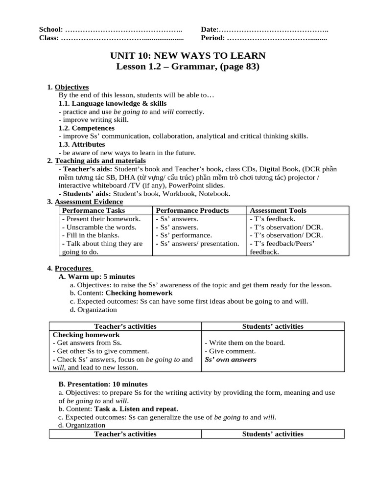 Unit 10, Lesson 1.2 – Grammar (1) | PDF | Cognitive Science | Linguistics