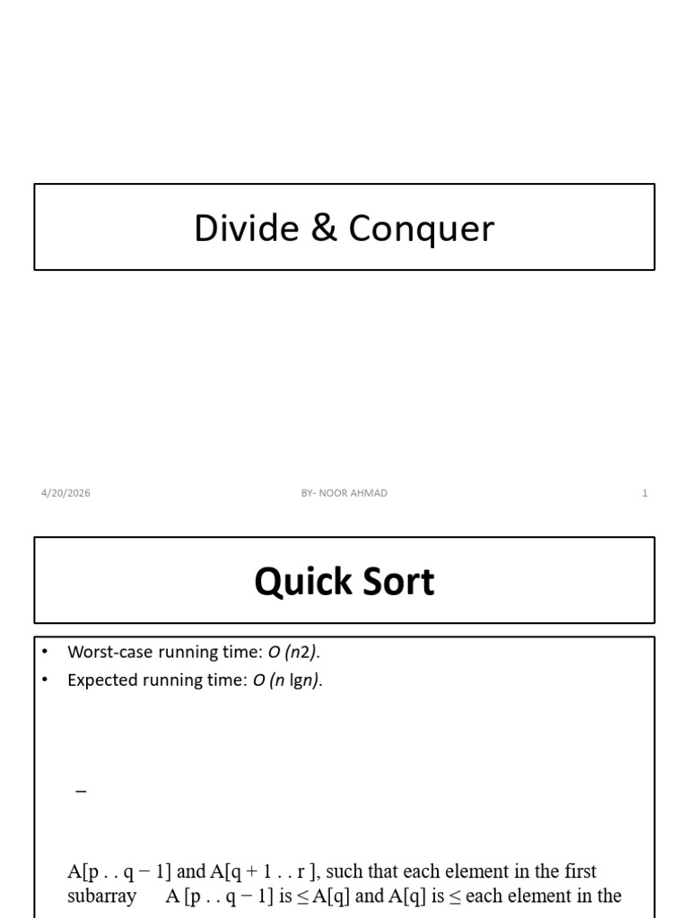 Lecture 10_QS | PDF | Algorithms And Data Structures | Algorithms