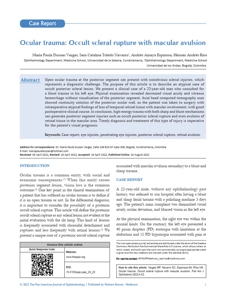 Ocular Trauma Occult Scleral Rupture With Macular.42 | PDF | Human Eye ...