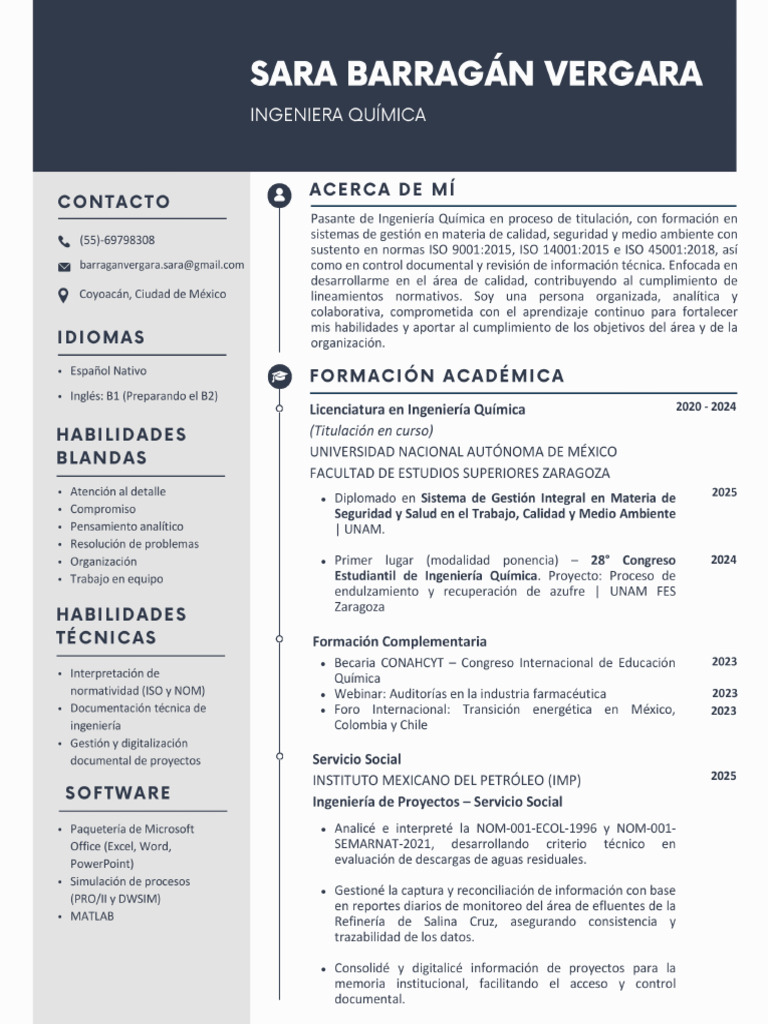 CV Sara Barragan Operaciones | PDF