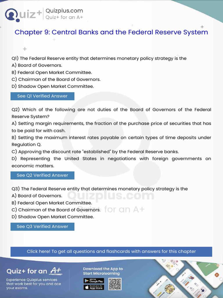 The Federal Reserve Entity That Determines Monetary Policy Strategy is ...