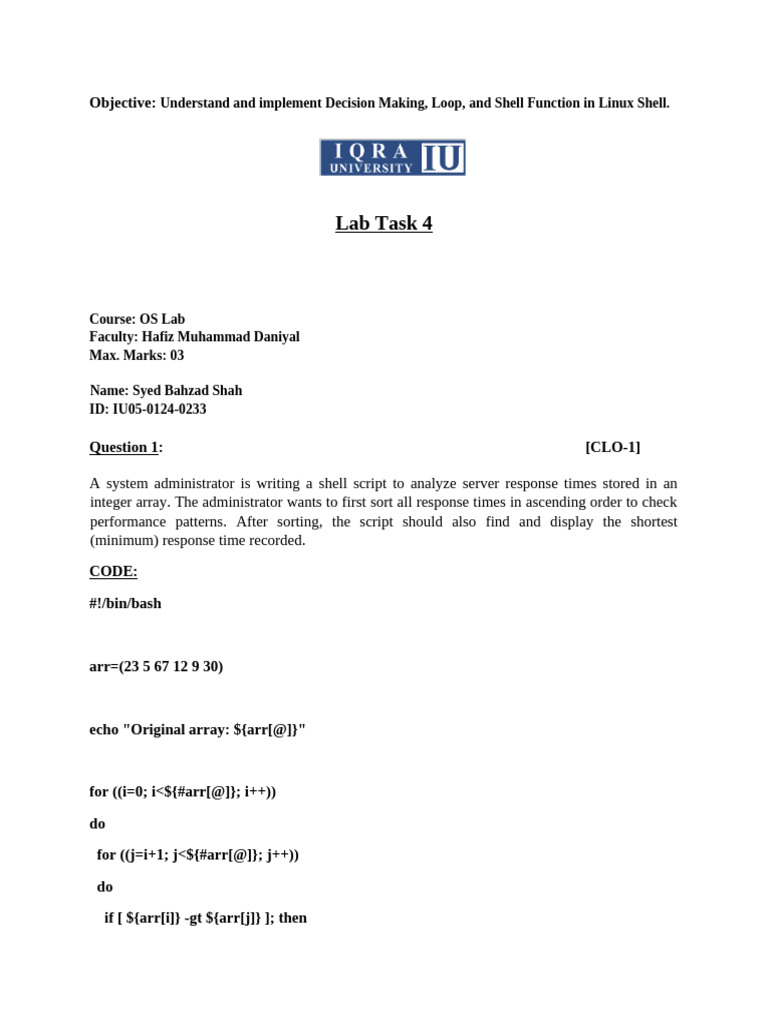 Lab Task 4 | PDF