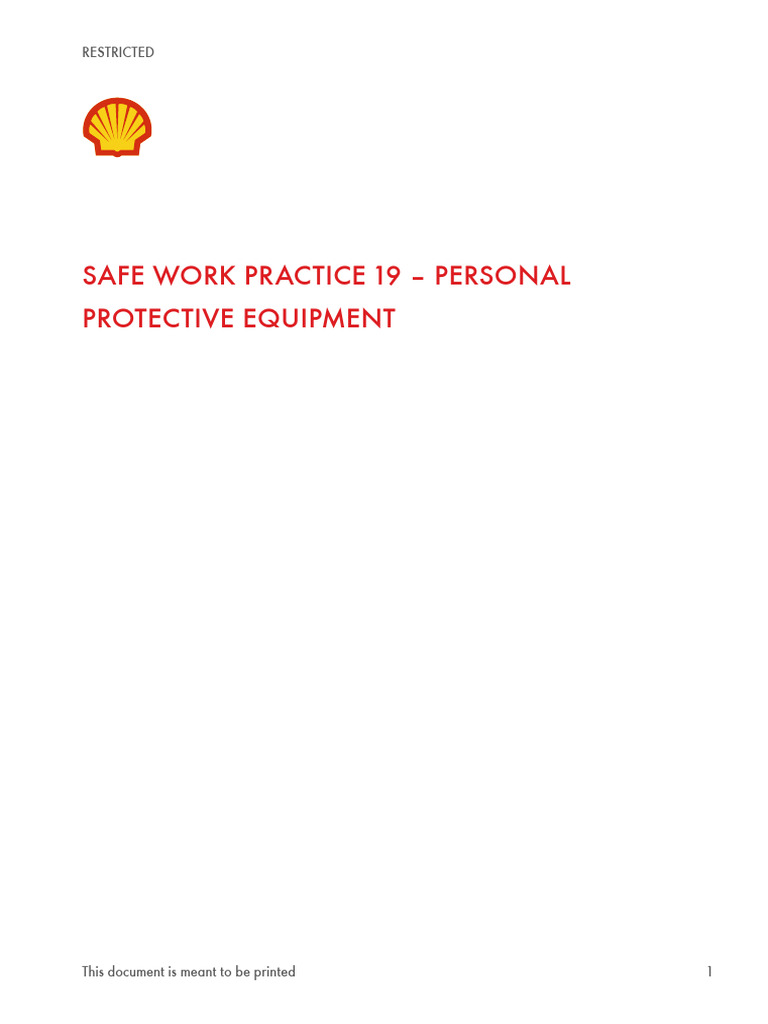 Shell Safe Work Practice - PPE | PDF | Personal Protective Equipment ...