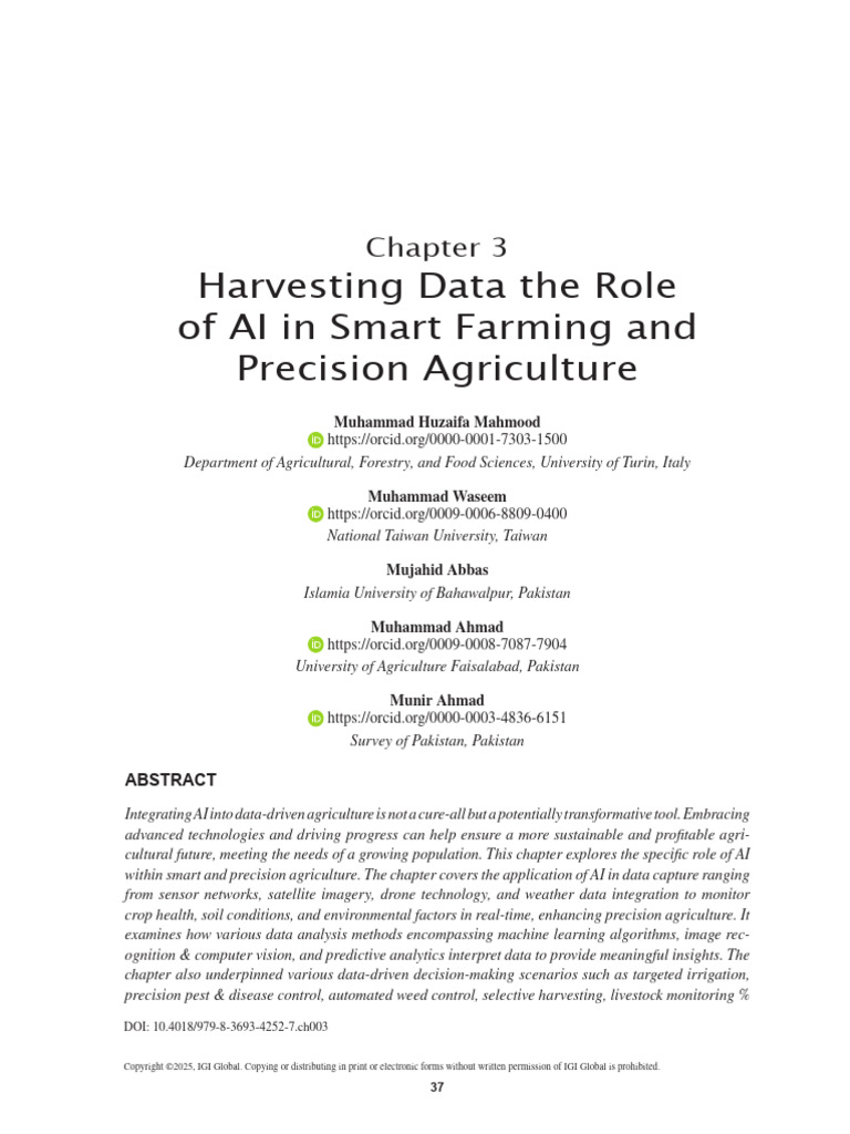 The Role of Ai in Smart Farming | PDF | Agriculture | Artificial ...