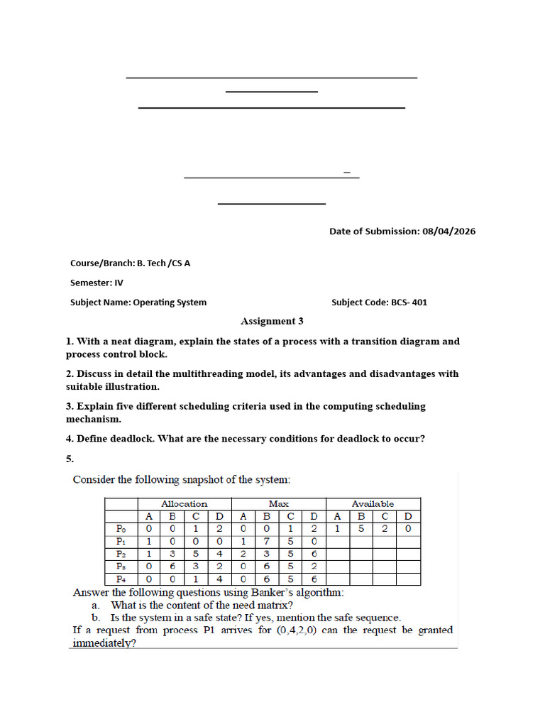 OS Assignment 3 | PDF