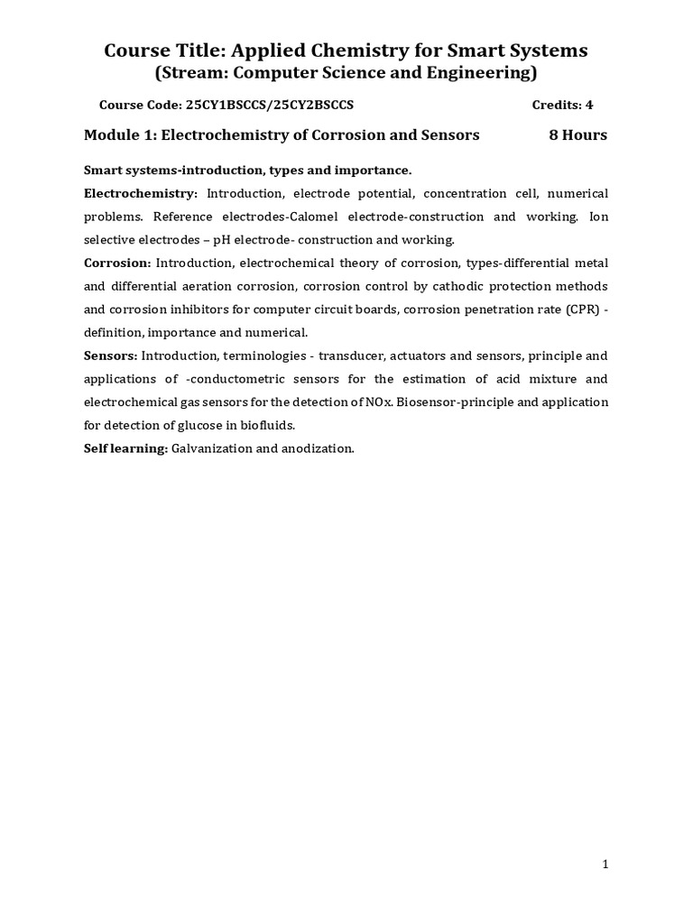 Module 1 _Electrochemistry of Corrosion and Sensors | PDF | Corrosion ...