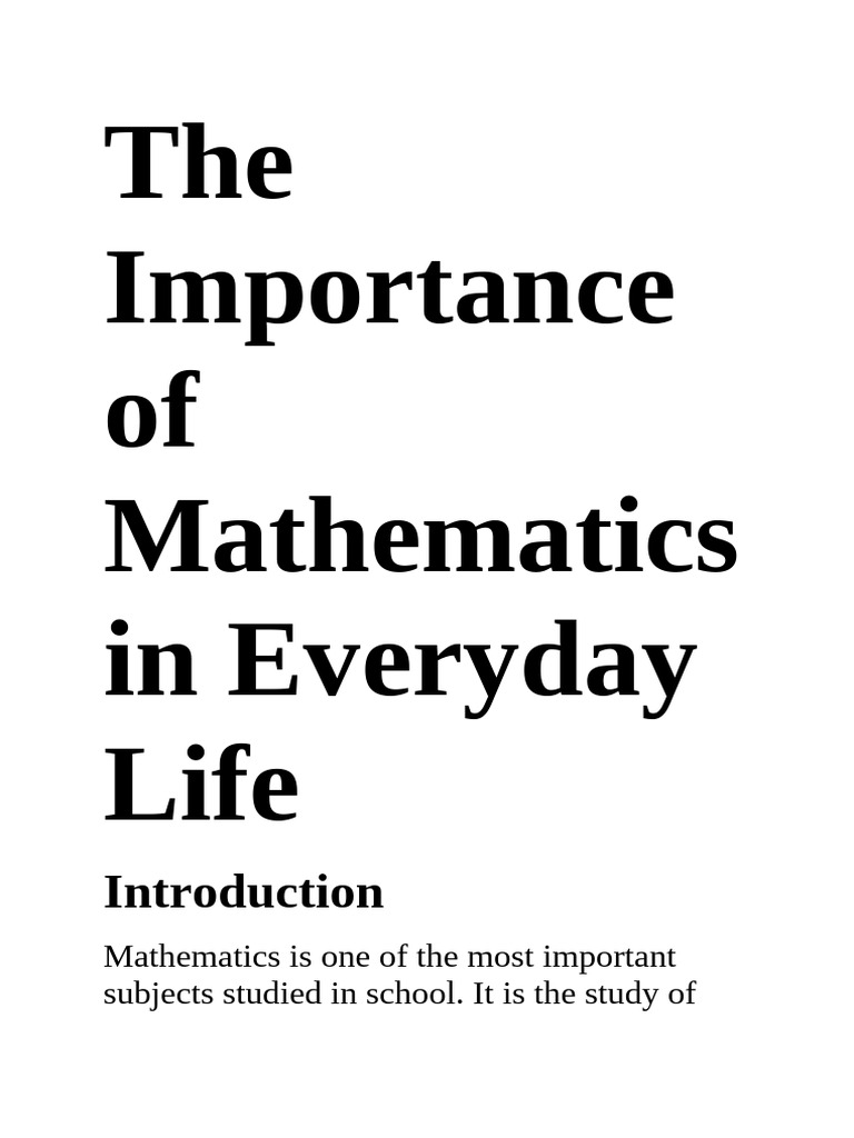 The Importance of Mathematics in Everyday Life | PDF | Mathematics ...