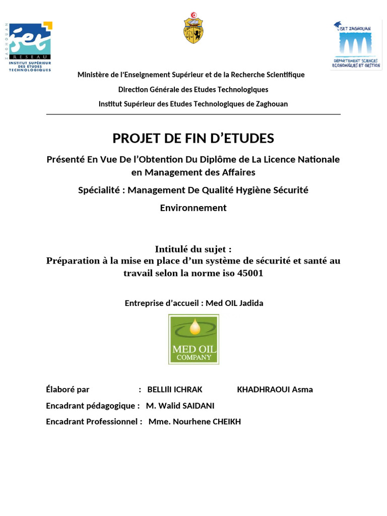 Pfe 2026 Ichrak Asma | PDF | Santé et sécurité au travail | Loi