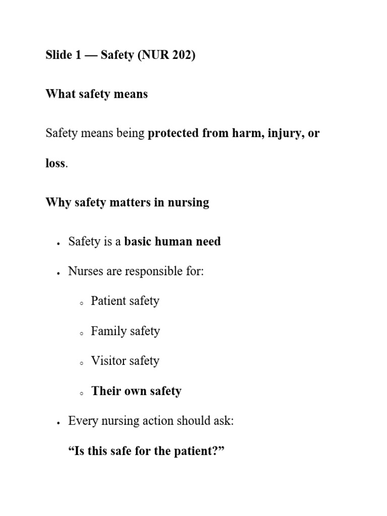 safety my note | PDF | Safety | Nursing