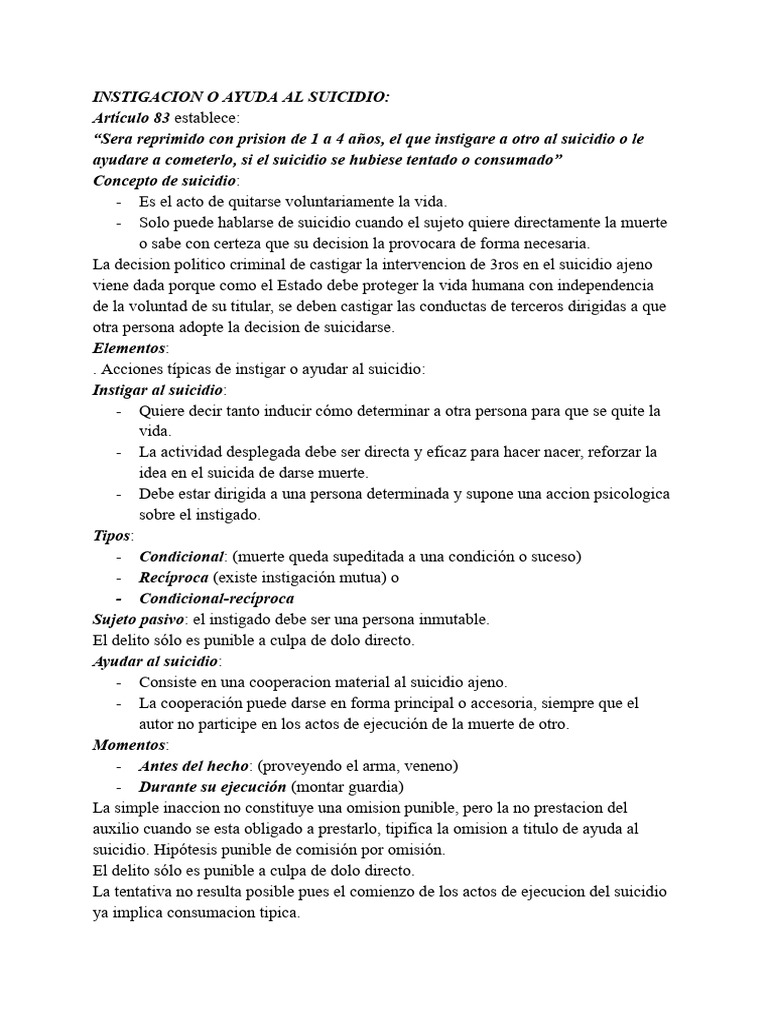 Instigacion | PDF | Suicidio | Intención (Derecho Penal)