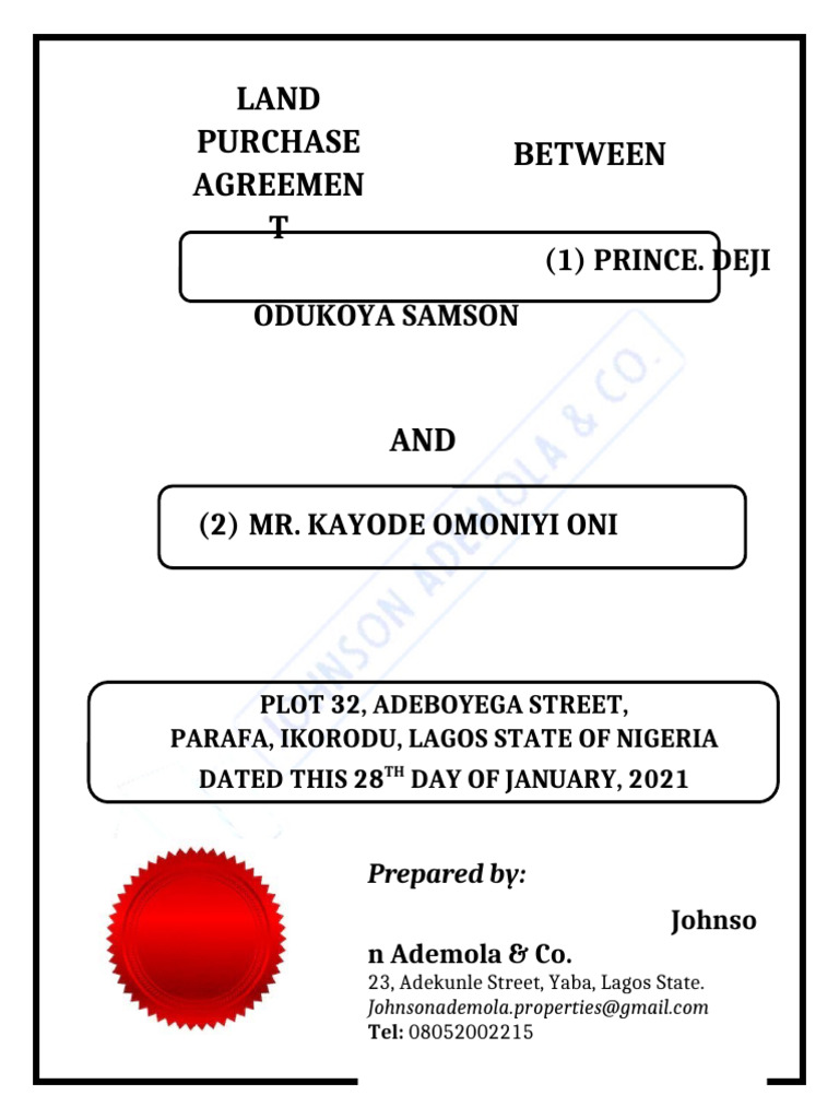 Land Document Sample_085612 | PDF | Private Law | Civil Law (Common Law)