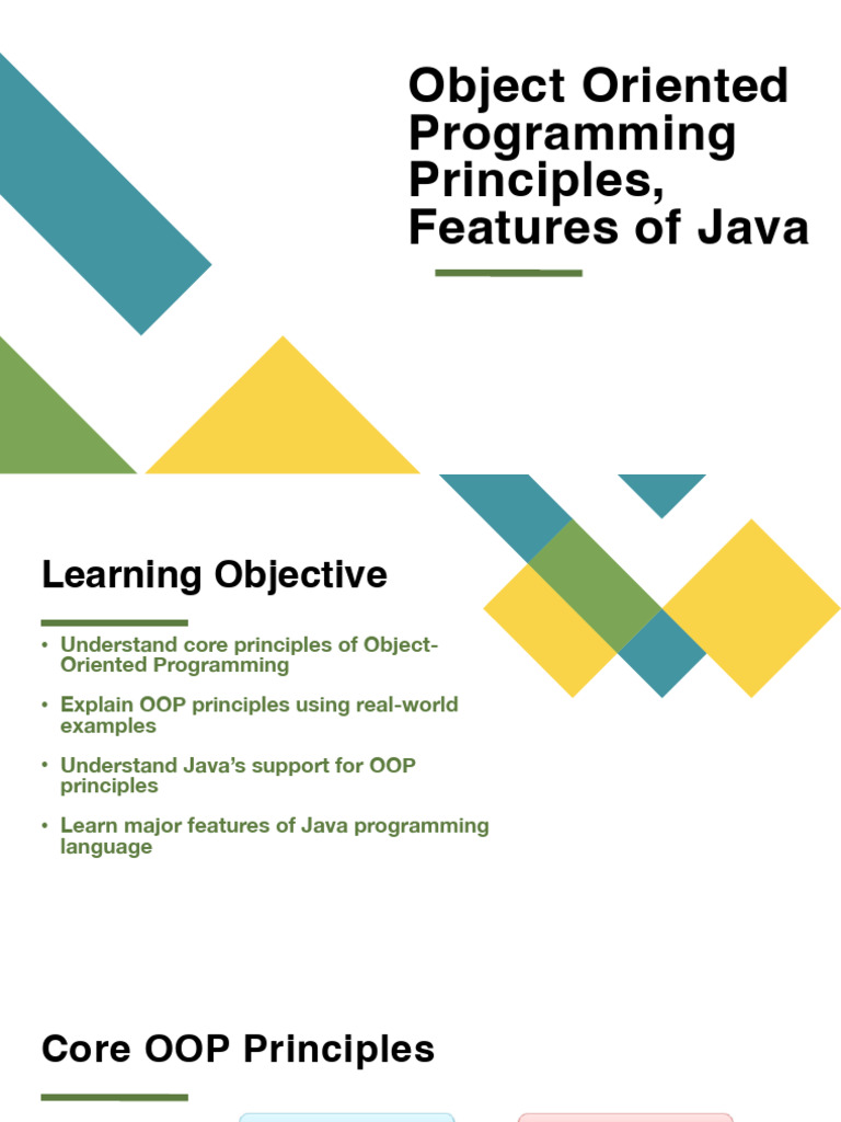 L2 - Object Oriented Programming Principles, Features of Java | PDF