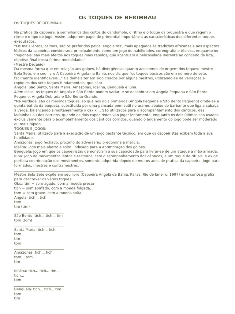 Os Toques de Berimbau | PDF
