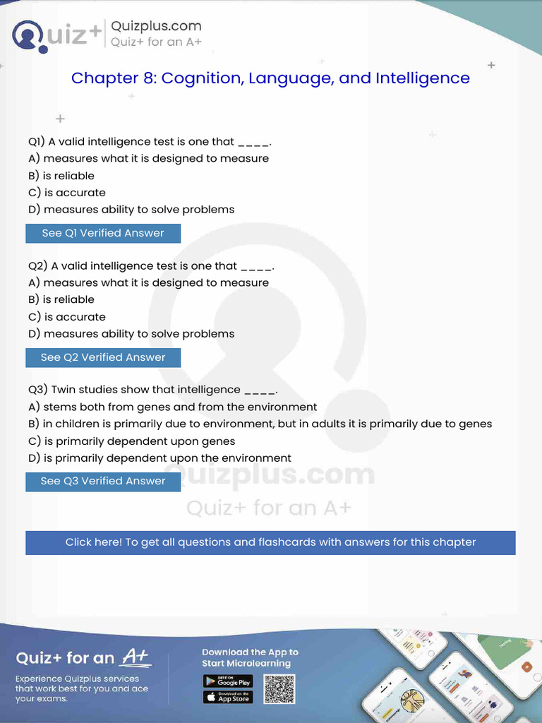 A Valid Intelligence Test is One That | PDF | Psychotherapy ...