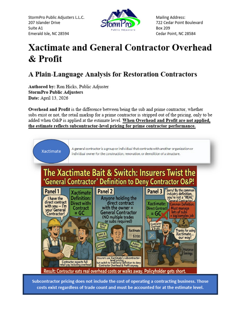 StormPro O&P White Paper | PDF | General Contractor | Cost