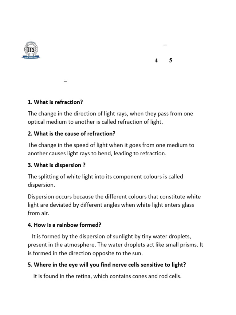 8th Refraction Notes (3) | PDF | Eye | Refraction