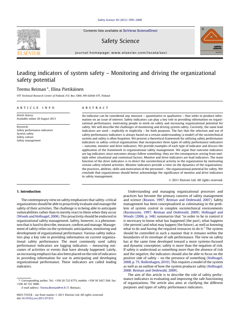 Leading Indicators of System Safety Moni (2) | PDF | Safety | System