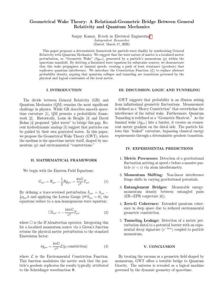 GWT Manuscript Sanjay PDF (1) | PDF | Quantum Mechanics | General ...