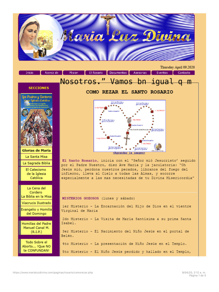 Como Rezar El Santo Rosario | PDF | María, madre de Jesús | Adoración ...