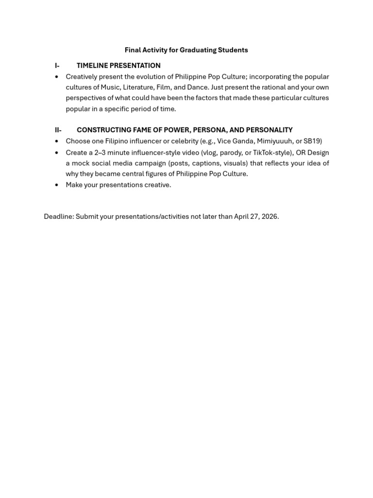 Final Activity for Graduating Students | PDF